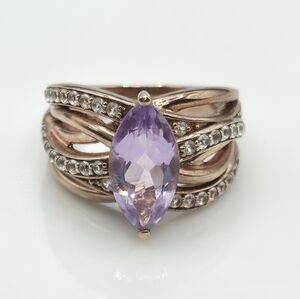 Superb Rose De France Amethyst And White Sapphire Ring